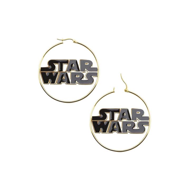 Star Wars Stainless Steel And Enamel Logo Hoop Earrings