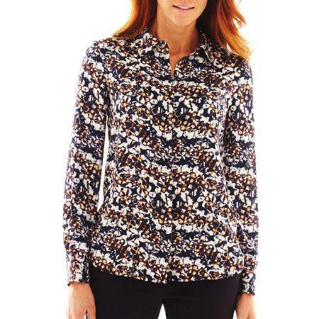 Liz Claiborne Long-sleeve Print Blouse