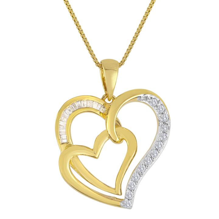 Forevermine 1/4 Ct. T.w. Diamond Double-heart Pendant