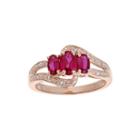 Lab-created Ruby And Genuine White Topaz Rose-tone Sterling Silver 3-stone Ring