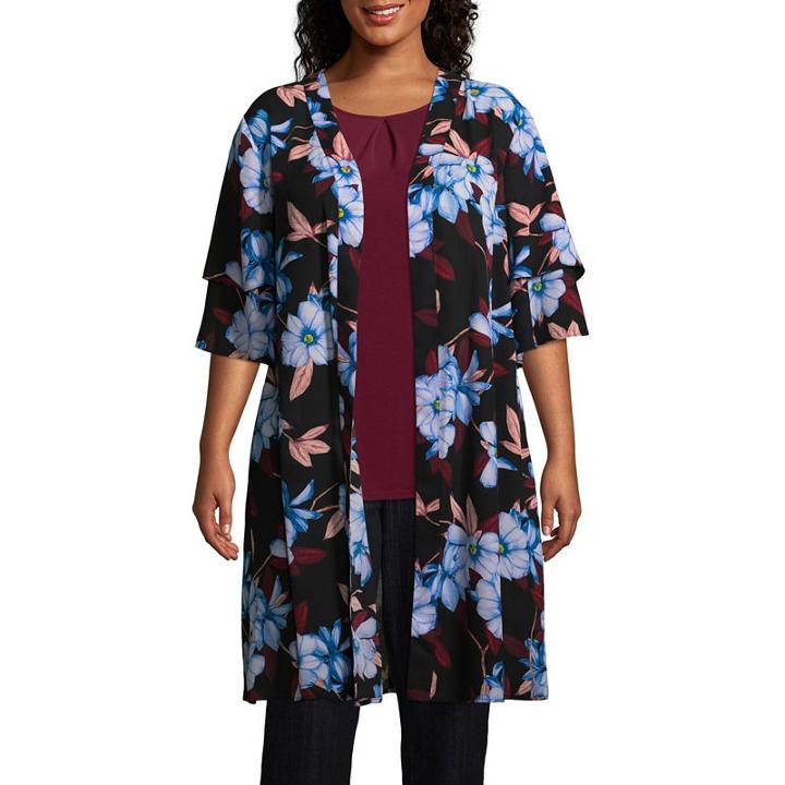 Liz Claiborne Tiered Sleeve Duster - Plus