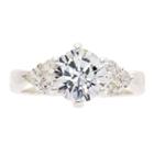 Sparkle Allure White Silver Over Brass 3-stone Ring