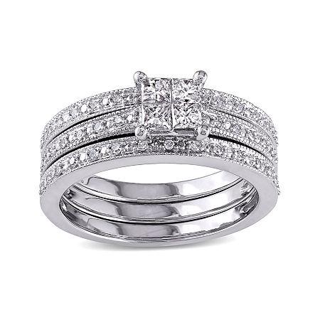 3/8 Ct. T.w Diamond 10k White Gold Multi-top Bridal Ring Set