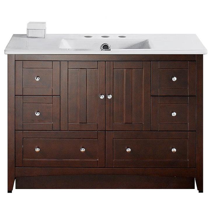 48-in. W Floor Mount Walnut Vanity Set For 3h8-in. Drilling