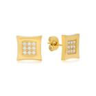 Round White Cubic Zirconia 18k Stainless Steel Stud Earrings