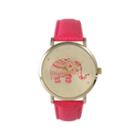 Olivia Pratt Womens Rhinestone Accent Elephant Dial Hot Pink Leather Watch 26411hot Pink