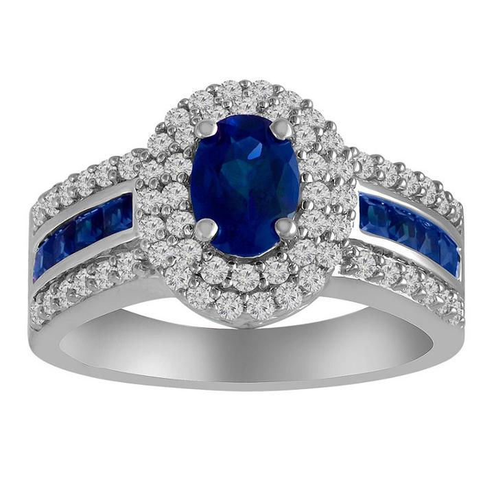 Womens Color Enhanced Blue Sapphire Sterling Silver Cocktail Ring