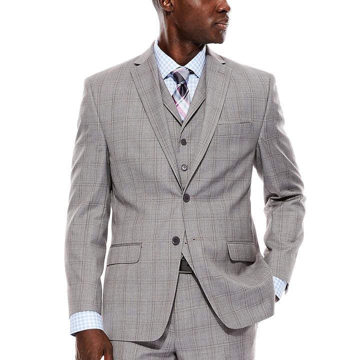 Collection By Michael Strahan Light-gray Plaid Suit Jacket - Classic Fit