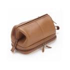 Royce 100% Leather Toiletry Bag With Zippered Bottom Compartment