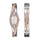 Geneva Womens Rose Gold And Silver-tone Bangle Watch Boxed Set