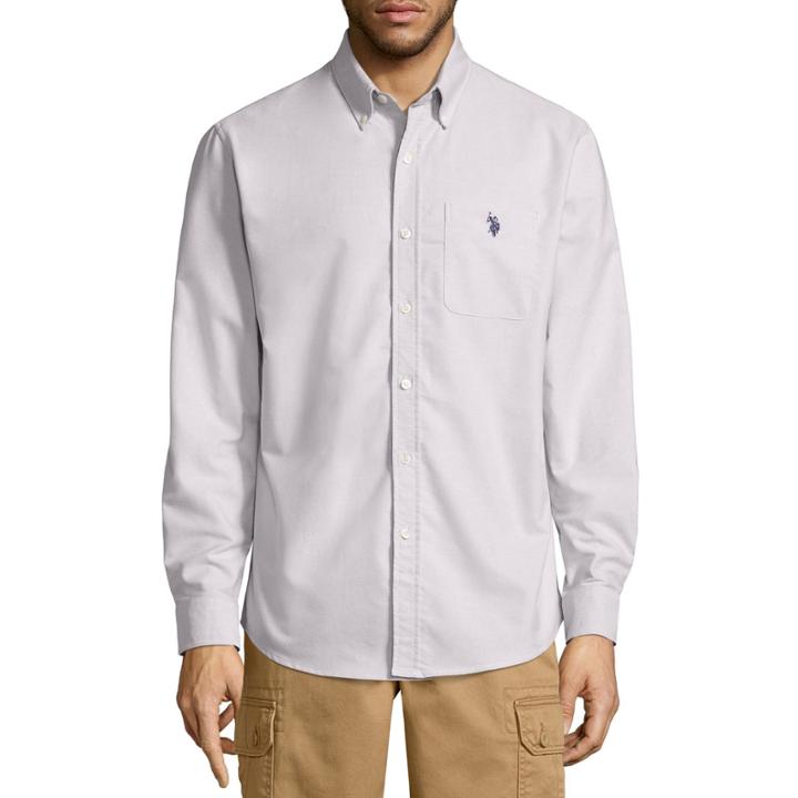 U.s. Polo Assn. Stretch Oxford Sportshirt Long Sleeve Button-front Shirt