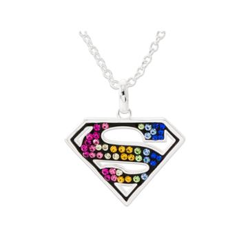 Dc Comics Superman Brass Rainbow Crystal Pendantnecklace