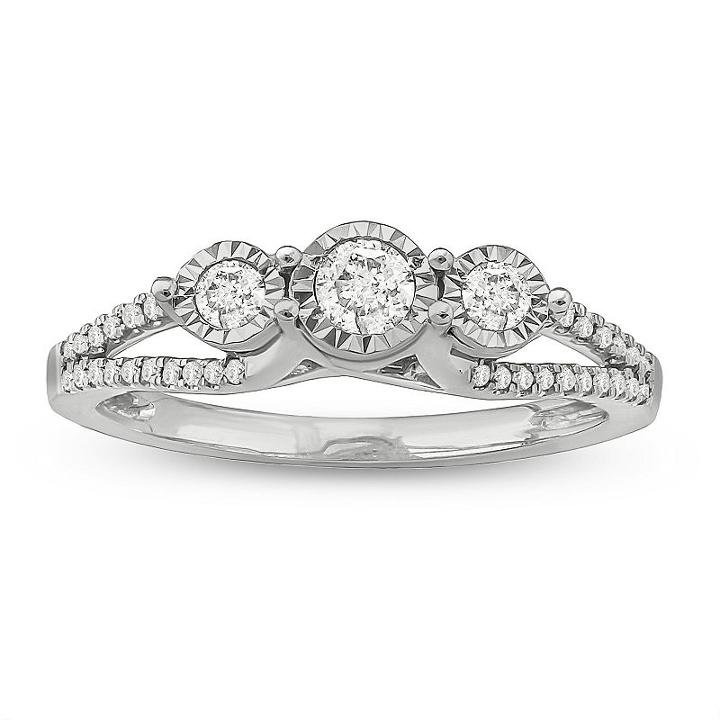 Love Lives Forever Womens 1/3 Ct. T.w. Genuine Diamond White 3-stone Ring
