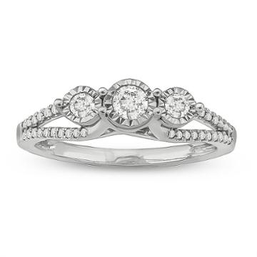 Love Lives Forever Womens 1/3 Ct. T.w. Genuine Diamond White 3-stone Ring