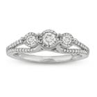 Love Lives Forever Womens 1/3 Ct. T.w. Genuine Diamond White 3-stone Ring
