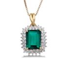 Womens Lab Created Emerald Gold Over Silver Pendant Necklace