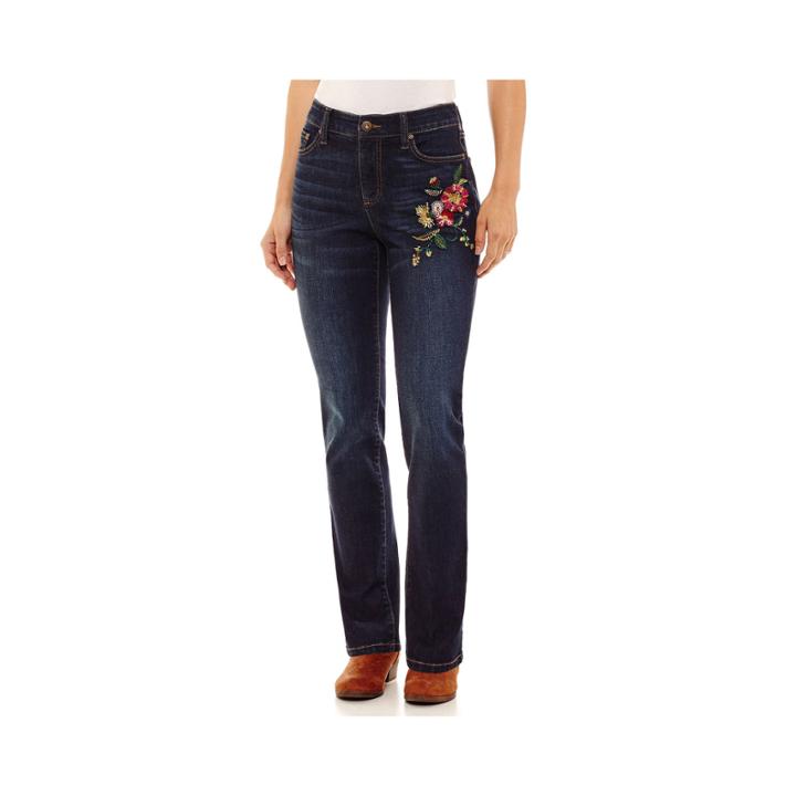 St. John's Bay Secretly Slender Embroidered Straight Jean