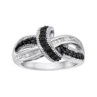1/4 Ct. T.w. White And Color-enhanced Black Diamond Sterling Silver Swirl Ring