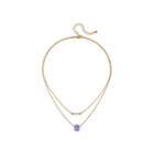Mixit&trade; Purple Stone 2-row Gold-tone Necklace