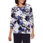Alfred Dunner 3/4-sleeve Floral Print Top