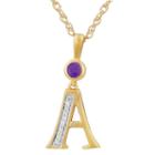 A Womens Genuine Purple Amethyst 14k Gold Over Silver Pendant Necklace