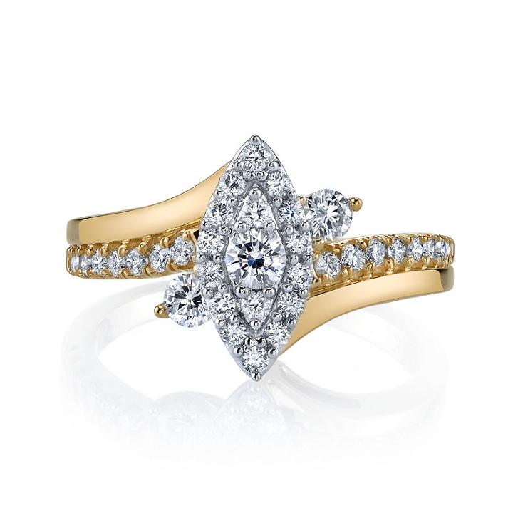Sirena Womens 5/8 Ct. T.w. Round White Diamond 14k Gold Engagement Ring