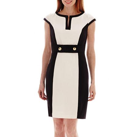 Studio 1 Cap-sleeve Framed Colorblock Sheath Dress