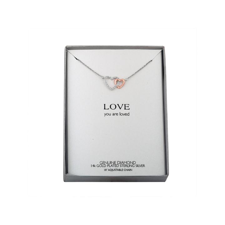 Womens Diamond Accent Sterling Silver & 14k Rose Gold Over Silver Pendant Necklace