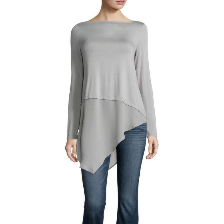 A.n.a Long Sleeve Crew Neck Knit Blouse-talls