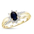 Womens Diamond Accent Genuine Blue Sapphire Gold Over Silver Halo Ring