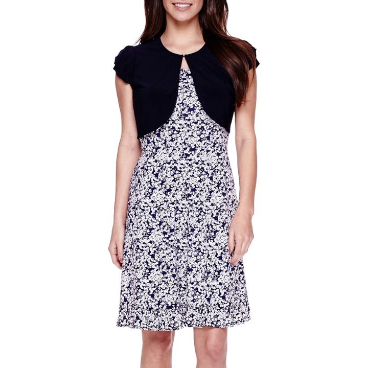 Perceptions Short-sleeve Ruffled-hem Jacket Dress - Petite