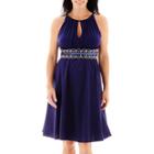 R & M Collection Sleeveless Taffeta Halter Fit-and-flare Dress - Petite