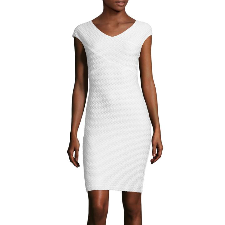 Bisou Bisou Cap-sleeve Textured Bodycon Dress