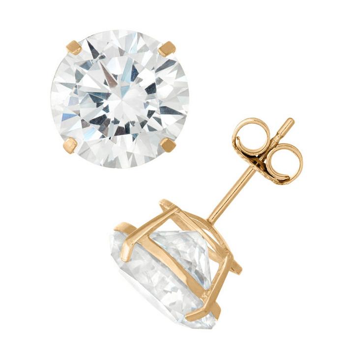 Diamonart 2 1/4 Ct. T.w. Round White Cubic Zirconia 10k Gold Over Silver Stud Earrings