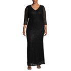 Blu Sage 3/4 Sleeve Sequin Lace Evening Gown - Plus