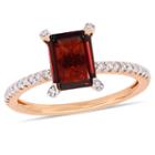 Womens 1/10 Ct. T.w. Genuine Garnet Red 10k Rose Gold Cocktail Ring