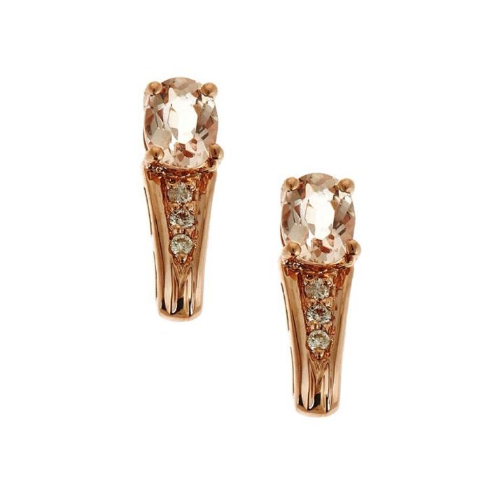 Limited Quantities! Diamond Accent Pink Morganite 14k Gold Drop Earringss