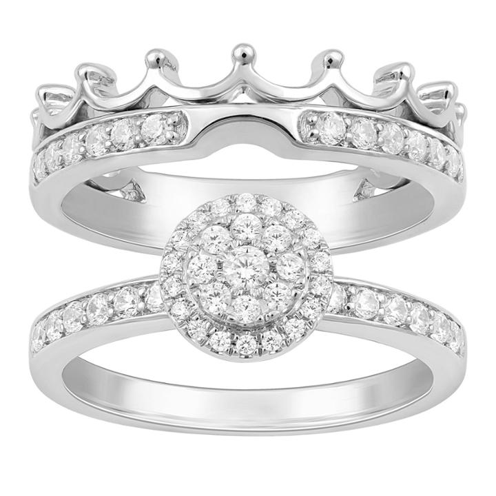Enchanted By Disney Womens 1/2 Ct. T.w. Genuine Diamond 14k Gold Bridal Set