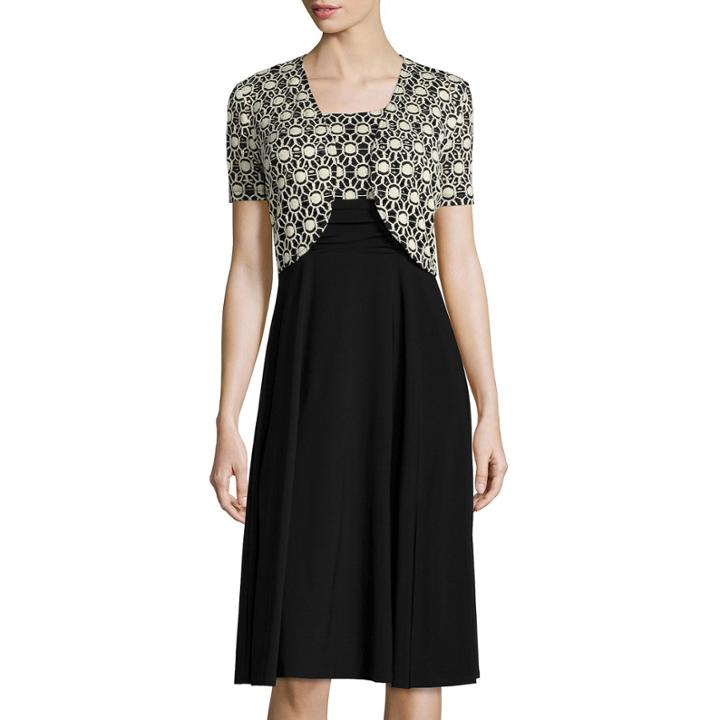 Perceptions Short-sleeve Crochet Jacket Dress
