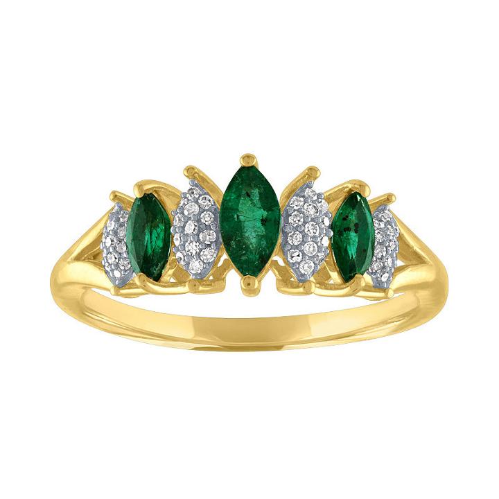 Womens 1/10 Ct. T.w. Genuine Emerald Green 10k Gold Cocktail Ring