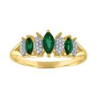 Womens 1/10 Ct. T.w. Genuine Emerald Green 10k Gold Cocktail Ring