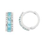 Genuine Swiss Blue Topaz And 1/2 C.t. T.w.diamond 10k White Gold Earrings