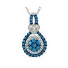 3/4 Ct. T.w. White And Color-enhanced Blue Diamond 10k White Gold Pendant Necklace