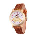 Disney Princess Belle Beauty And The Beast Womens Gold Tone Strap Watch-wds000237