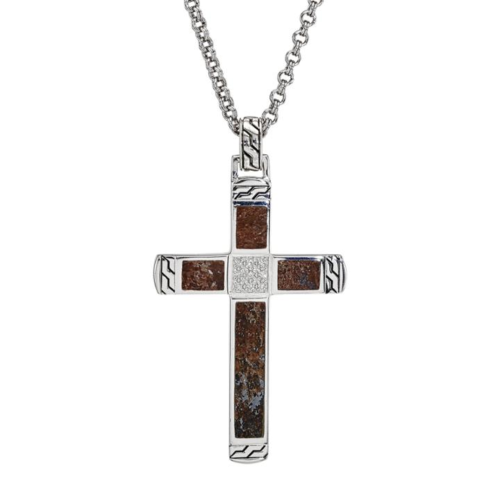 Mens Diamond Accent Brown Sterling Silver Pendant Necklace