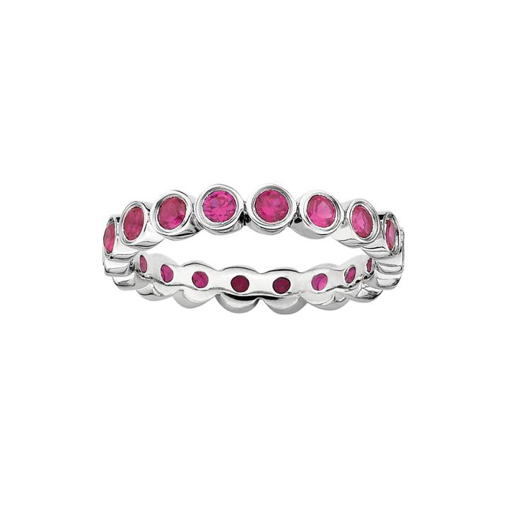 Personally Stackable Lead Glass-filled Ruby Sterling Silver Eternity Ring