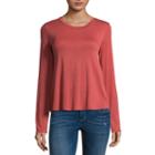 Arizona Long Sleeve Swing Knit Blouse-juniors