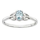 Womens Aquamarine Blue Sterling Silver Delicate Ring