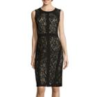 Ronni Nicole Sleeveless Seam-detail Lace Sheath Dress