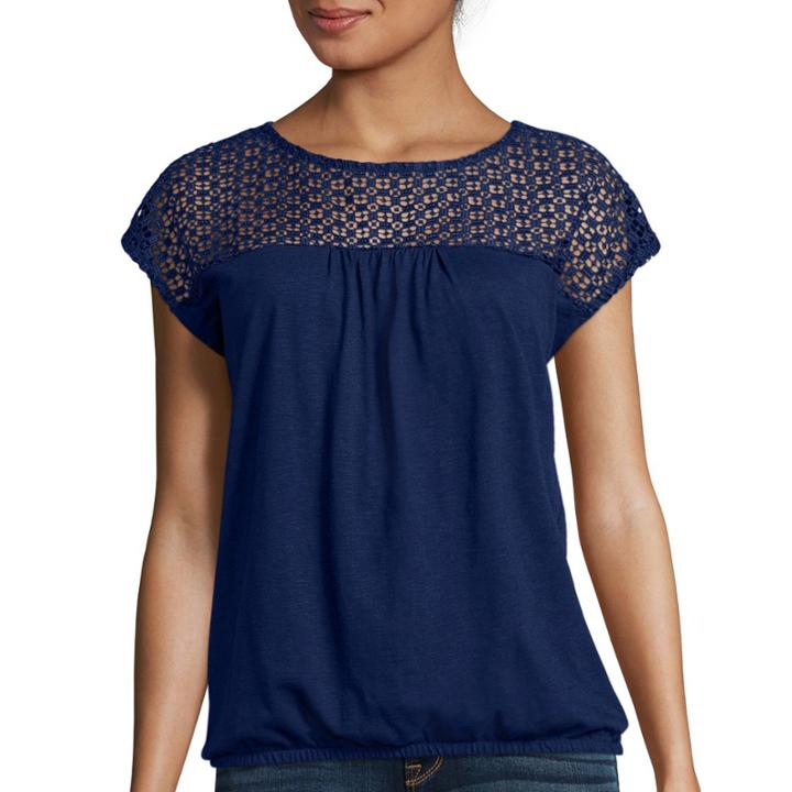 St. John's Bay Eyelet Smocked Bottom Peasant Shirt